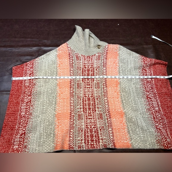 Caslon Jacquard Button Cowl Neck Sweater-Knit Poncho relaxed fit Cabincore XS/S - Picture 15 of 15